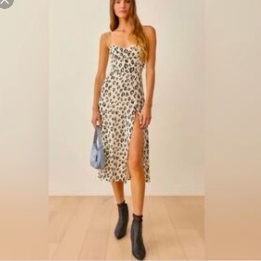 Reformation Leopard Print Spaghetti Strap Dress Size 6